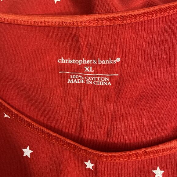 Christopher & Banks Women's XL Red Star Print Sleeveless Cotton Tank Top - Picture 3 of 8